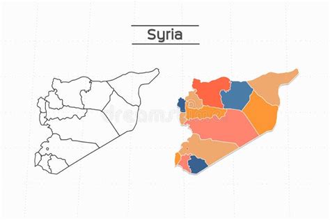 Syria Map City Vector Divided By Colorful Outline Simplicity Style