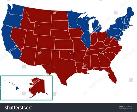 2004 Us Presidential Electoral Blue And Red States Red Republican