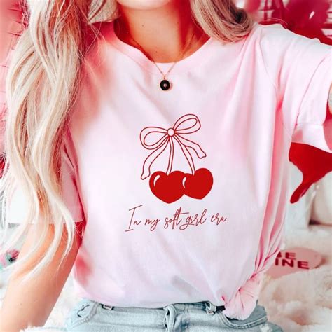 Cherry Hearts Coquette Clothing Red Cherries Coquette Shirt Girly Girl Bow Tshirt In My Soft