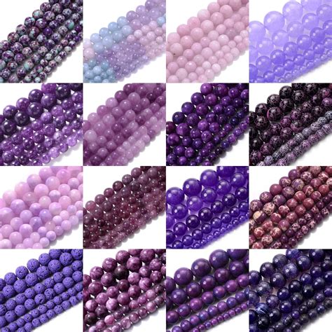 Natural Stone Beads Purple Crystal Morganite Chalcedony Agates Jades