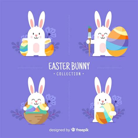 Free Vector Cute Easter Bunny Collection