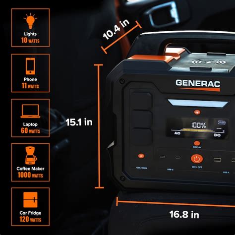 Generac GB2000 Backup Battery Power Station 1600-Watts Portable Power ...