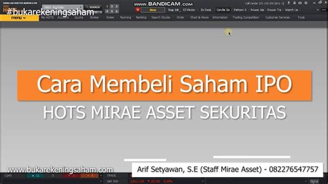 Tutorial Membeli Saham Ipo Hots Mirae Asset Sekuritas Youtube