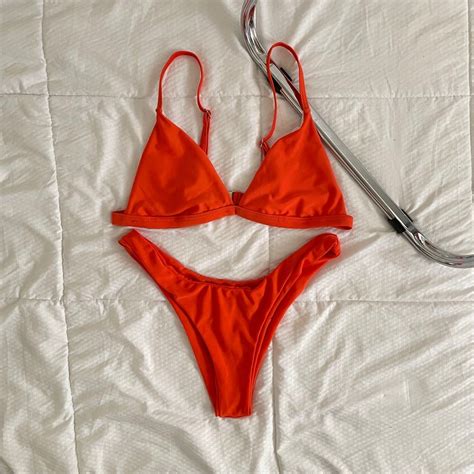 Orange Bikini Set Women S Fashion Swimwear Bikinis Swimsuits On Carousell