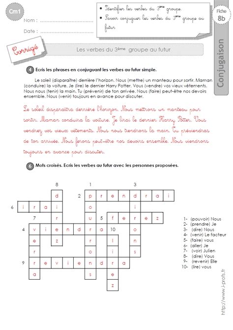 Futur Exercice De Conjugaison Cm Imprimer Exercice De Conjugaison