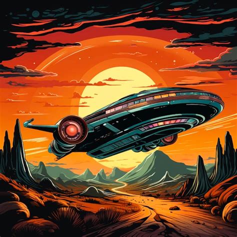 Premium AI Image | Scifi Spaceship flying Fantastic flying car Vector ...