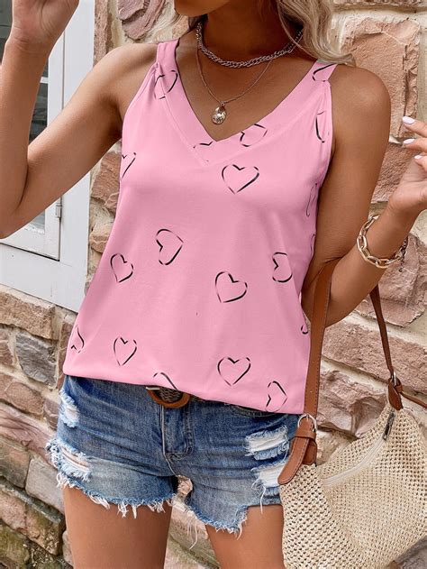 SHEIN LUNE Top tank con estampado de corazón Moda de Mujer SHEIN México