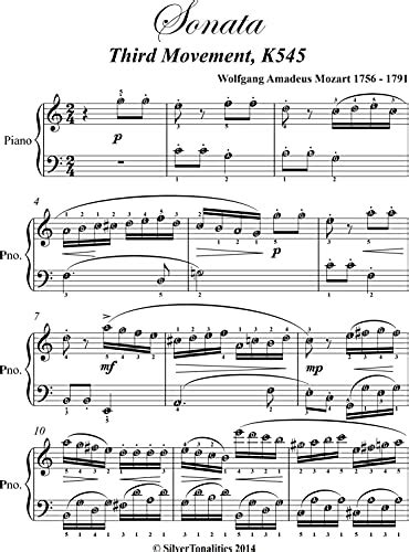 Sonata In C Major K545 Third Movement Elementary Piano Sheet Music By