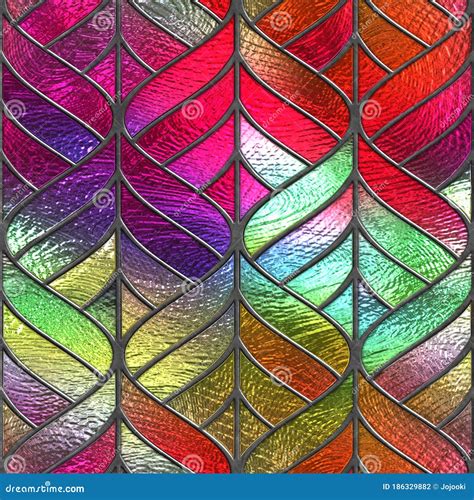 Stained Glass Seamless Texture With Geometric Pattern For Window