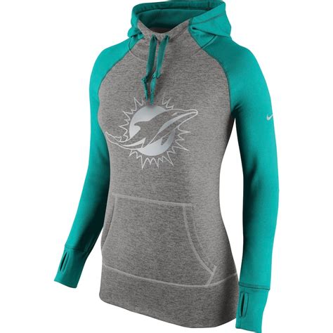 Women's Miami Dolphins Nike Charcoal Platinum All Time Performance Hoodie