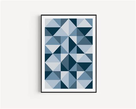 Wall Art Print Geometric Print Blue Wall Art Triangles - Etsy