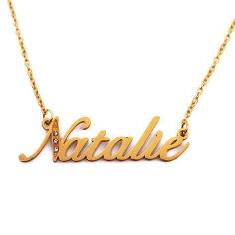 Natalie Name Necklace Italic Personalized Jewellery Gold Tone, Silver ...