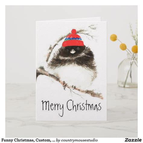 Funny Christmas Custom Cute Winter Chilly Bird Holiday Card