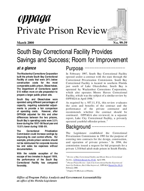 Fillable Online South Bay Correctional Facility -- Florida Department ...