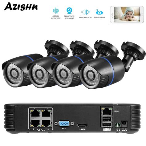 Azishn V Poe Ch Cctv Nvr Mp P Full Hd Ip Poe Camera Night