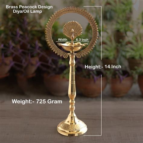 Indian Art Villa Brass Stand Pillar Diya With Kerala Mor Kiran Deepak