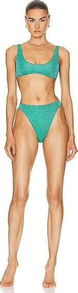 Oseree Lumiere Sporty Bra 90s Bottom Bikini Set In Teal ShopStyle