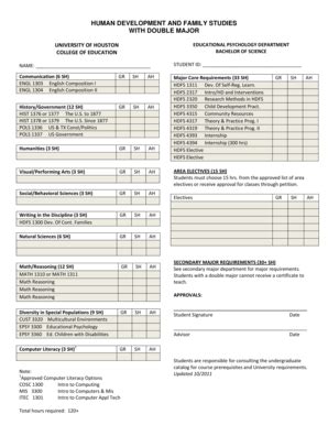 Fillable Online Coe Uh HDFS Bachelor Of Science BS Double Major