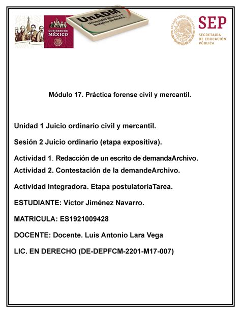 M17 U1 S2 VIJN documento Módulo 17 Práctica forense civil y