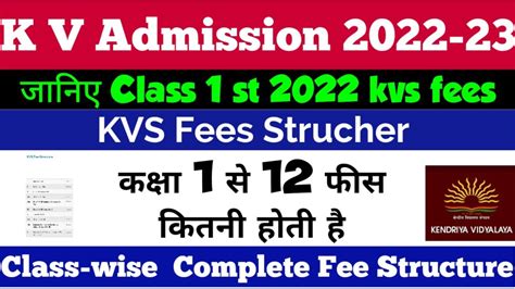 Kvs Fee Structure Kvs Admission Kvs Class St To Th