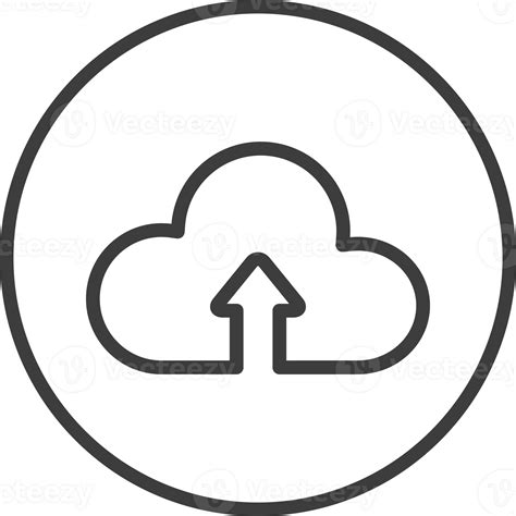 Cloud Upload Icon In Thin Line Black Circle Frames Png