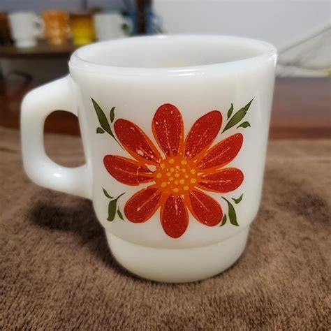 Fire King Flower Mug Mugs Glassware Tableware