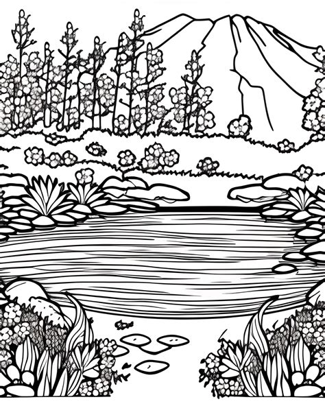 Small Pond Lineart Coloring Page Creative Fabrica