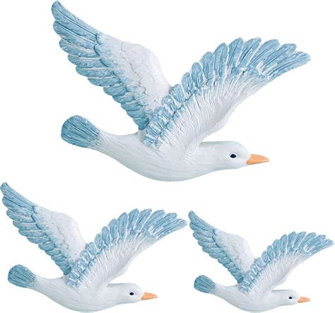 Vosarea Seagulls Decor 3pcs Resin Seagulls Birds Wall