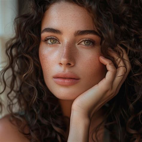 Premium Photo Photo Portrait Of Gorgeous Curly Brunette Woman