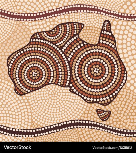 Map Of Australia Painting In The Aboriginal Style Vector Image