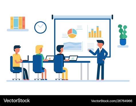 Cartoon color characters people business meeting Vector Image