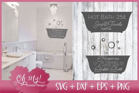 Hot Bath Bathroom Signs Svg Dxf Eps Png