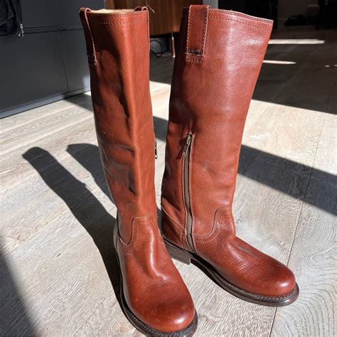 Frye Leather Riding Boots Cognac Whiskey Brown Women Gem