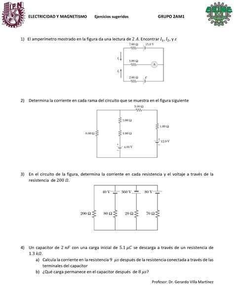 Ejercicios Sugeridos Electricidad Y Magnetismo Am Electricidad Y