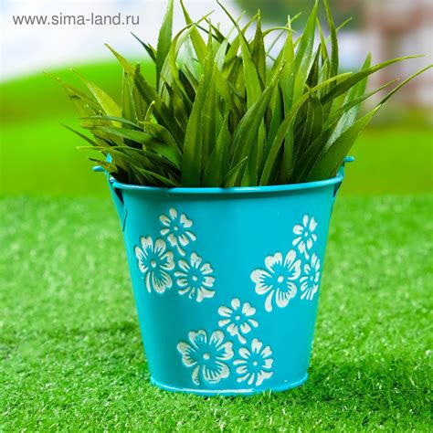 Кашпо "Ведерко Леа" синее, 10х10см (3924636) - Купить по цене от 89.00 ...