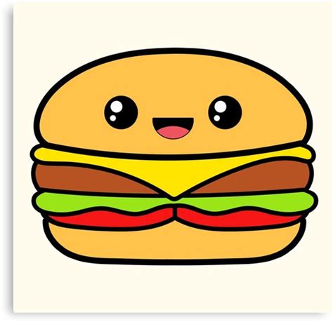 Burger Cute Kawaii Food Canvas Print By Awesomekawaii Redbubble