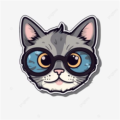 Gray Cat Wearing Sunglasses Sticker Decal Clipart Vector Sticker