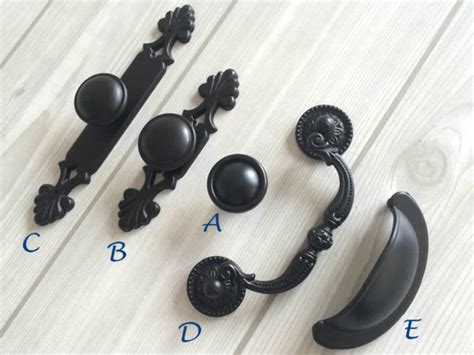 Black Dresser Knobs Drawer Knob Bail Pulls Handles Back Etsy