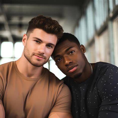 Handsome Interracial Gay Couple Premium Ai Generated Image