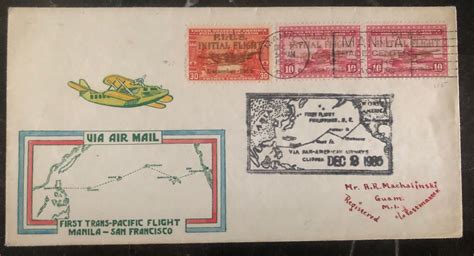 1935 Manila Philippines First Flight Cover FFC To Guam Island