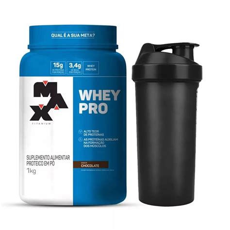 Whey Pro Protein Concentrado Kg Coqueteleira Max Titanium Shopee