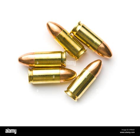 9mm Pistol Bullets Isolated On White Background Stock Photo Alamy