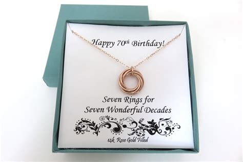 70th Birthday T For Women Rose Gold Necklace 70th Birthday T Marciahdesigns