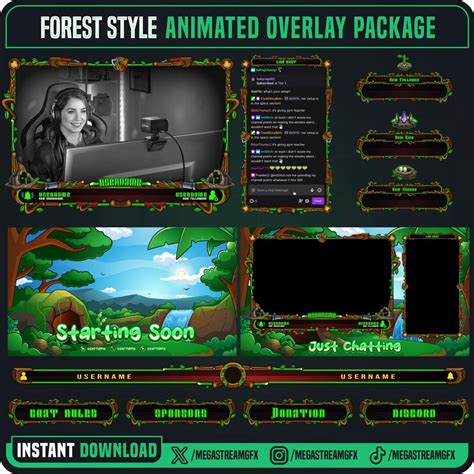 Evergreen Forest Stream Overlay Package Forest Twitch Overlay Twitch