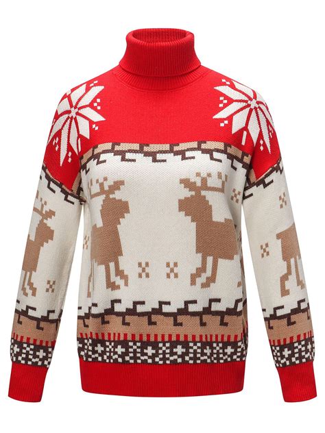 Red Christmas Reindeer Print Long Sleeve Sweater Choies