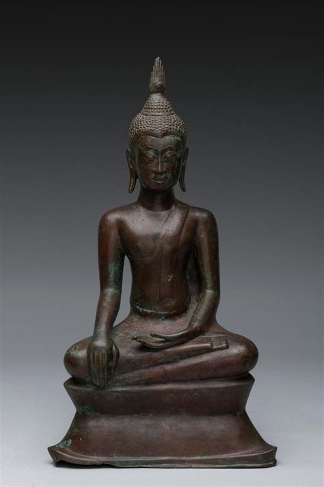 Lot A Bronze Figure Of Sakyamuni Buddha Thailand U Thong Style Th