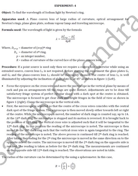 To Find The Wavelength Of Sodium Light By Newtons Ring