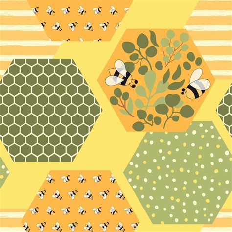 Bee honey pattern. Bee honeycomb seamless pattern. Beekeeping ...