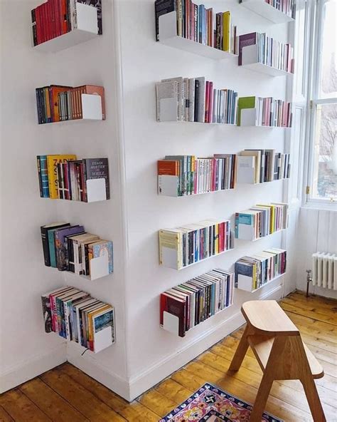 Wall bookshelves 23 62 inches long set of 6 wall bookshelves home library home office design ...