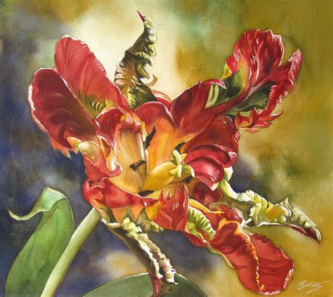 Parrot Tulip With Blue Painting By Alfred Ng Fine Art America